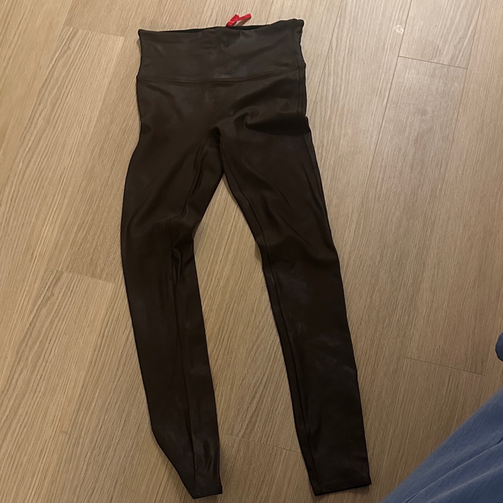 Spanx Brown Faux leather leggings XS / p